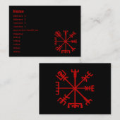 Blutrotes Vegvísir (Viking-Kompass) Visitenkarte (Vorne/Hinten)