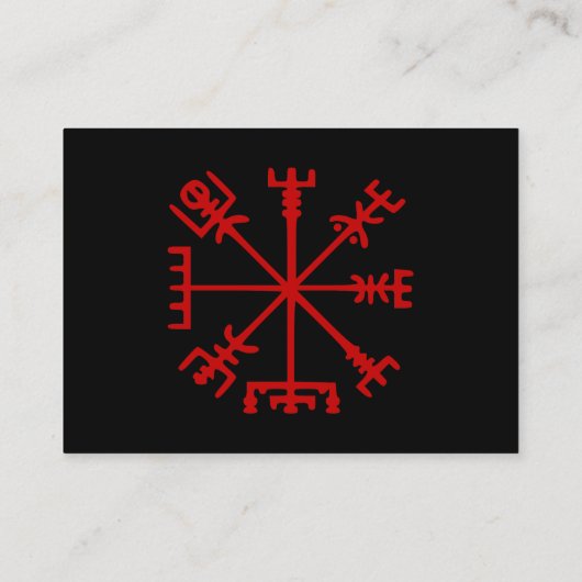 Blutrotes Vegvísir (Viking-Kompass) Visitenkarte (Rückseite)