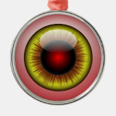 Blutschuss Gelber Iris Runder Pupille Silbernes Ornament (Vorne)