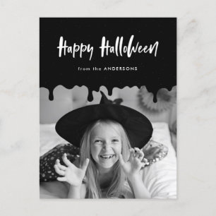Blutschwarzes Halloween-Foto tropfen Feiertagspostkarte