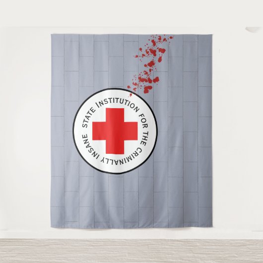 Blutspatter Mauer Psych Ward Halloween Hintergrund Wandteppich (Vorderseite)