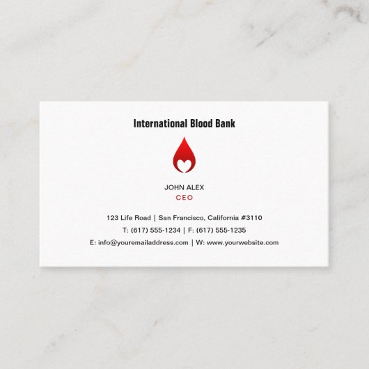 Blutspende | Blutbank Visitenkarte (Vorderseite)