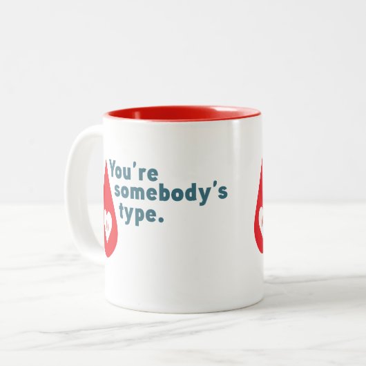 Blutspende Typ A RH+ - Sie sind jemandes Typ Zweifarbige Tasse (Vorderseite Links)