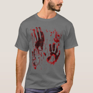 Blutspritzer Blutbefleckte Bluthandabdruck Zombie T-Shirt