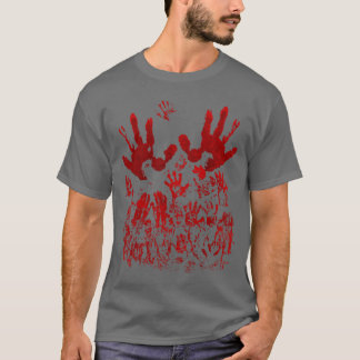 Blutspritzer Bluthandabdruck Horror Zombie kostenl T-Shirt