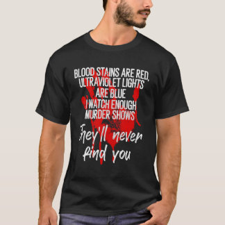 Blutstain sind rot Ultraviolett-Leuchten sind blau T-Shirt
