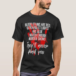 Blutstain sind rot Ultraviolett-Leuchten sind blau T-Shirt