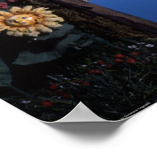 Bluttee und rote String-Puppe im Baumdruck Poster (Ecke)