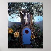 Bluttee und rote String-Puppe im Baumdruck Poster (Vorne)