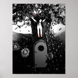 Bluttee und rote String-Puppe im Baumdruck Poster