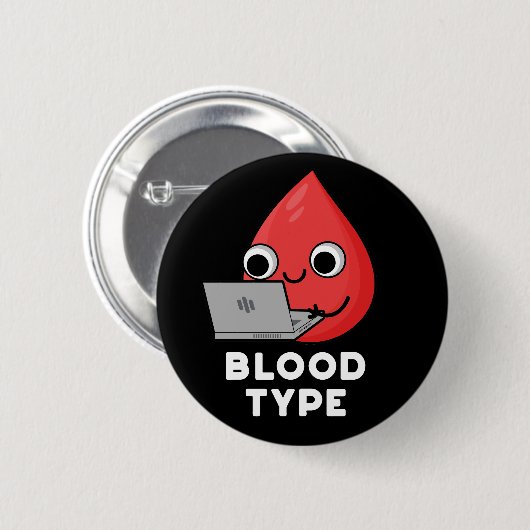 Bluttyp Funny Blood Drop Pun Dark BG Button (Vorne & Hinten)
