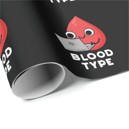 Bluttyp Funny Blood Drop Pun Dark BG Geschenkpapier (Rolleneckpunkt)