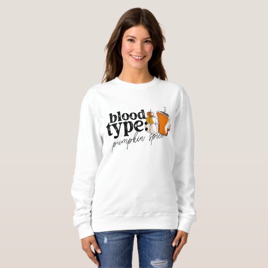 Bluttyp Kaffeepulkenkürbiskuchen Halloween Sweatshirt (Vorne ganz)