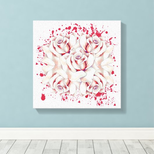 blutüberblutete Rose Leinwanddruck (Insitu (Holzboden))
