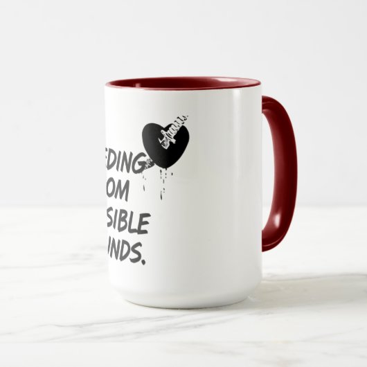 Blutung durch unsichtbare Wunden Tasse (VorderseiteRechts)