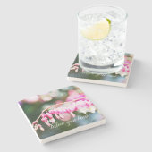 Blutungen Herz Blume Rosa Blumenfotografie Steinuntersetzer (Seitenansicht)