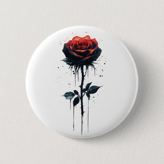 Blutvergießen Rose: Gotische Blumenkunst Button (Vorderseite)