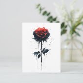 Blutvergießen Rose: Gotische Blumenkunst Postkarte (Stehend Vorderseite)
