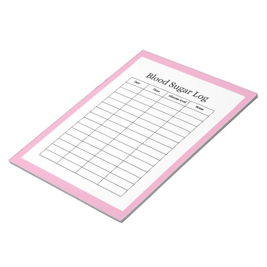 Blutzucker-Log-Tracker Notizblock (angewinkelt)
