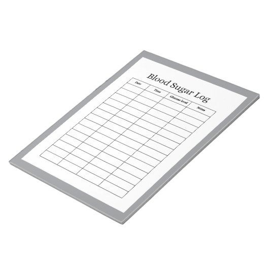 Blutzucker-Log-Tracker Notizblock (angewinkelt)