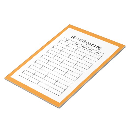 Blutzucker-Log-Tracker Notizblock (angewinkelt)