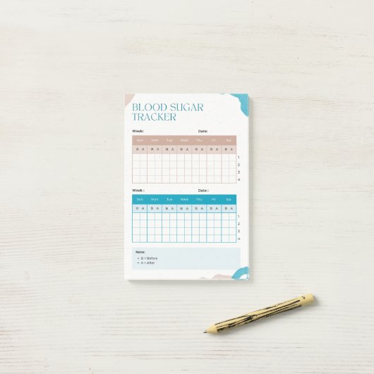 Blutzuckerspiegel Post-it Klebezettel (Auf Schreibtisch)