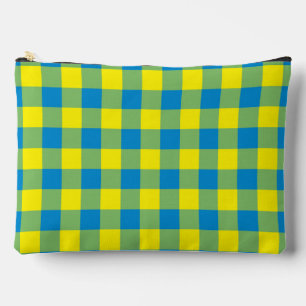 Bluyellow Green Kariertes Schachbrett Muster Pouch Zubehörtasche