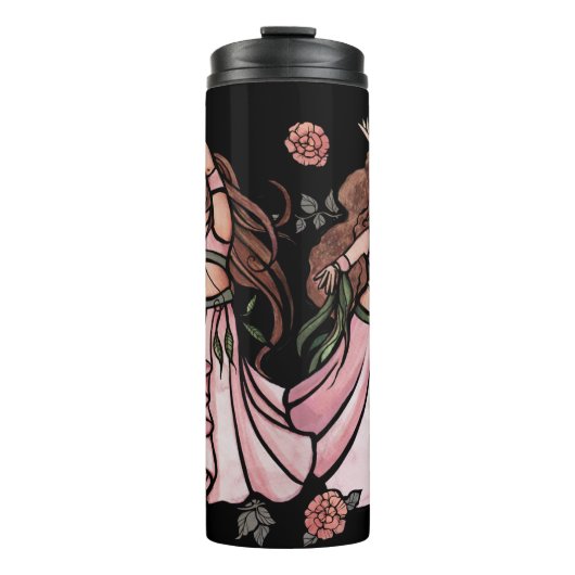 Bly Dancers Rose Pink Mauve Rose Bly Tance Thermosbecher (Vorderseite)
