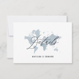 Blyewatercolor Weltkarte Einzelheiten zur Hochzeit RSVP Karte