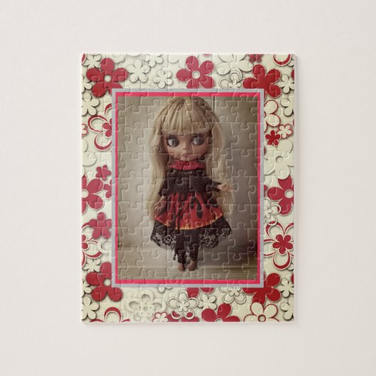 Blythe doll Vintages Retro-Blumenrahmen oldish des Puzzle (Vertikal)