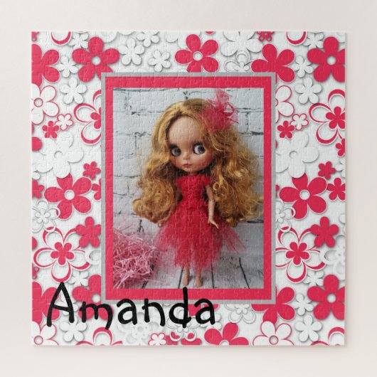 Blythe doll Vintages Retro-Blumenrahmen oldish des Puzzle (Vertikal)