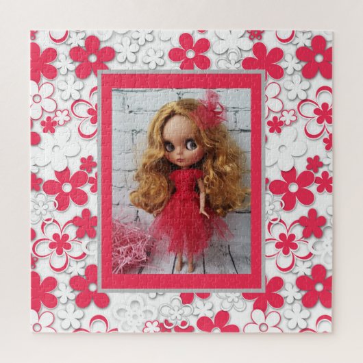 Blythe doll Vintages Retro-Blumenrahmen oldish des Puzzle (Vertikal)