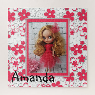 Blythe Puppe vintage retro Blumenrahmen altmodisch Puzzle