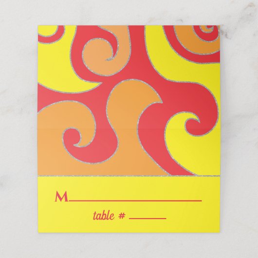 BM Bar an Bat Mitzvah Glitzer Wirbel Platzkarten (Außenseite Aufgefaltet)