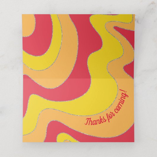 BM Bar an Bat Mitzvah Jazzy Wirbel Platzkarten (Innenseite Aufgefaltet)