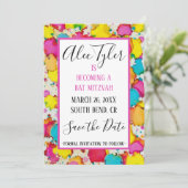 BM Bar Bat Mitzvah Confetti Save the Date (Stehend Vorderseite)