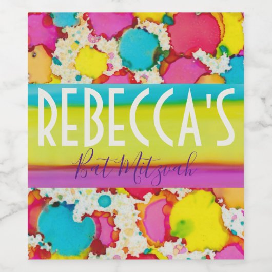 BM Bar Bat Mitzvah Confetti Weinflaschen Etikett (Einzelnes Label)