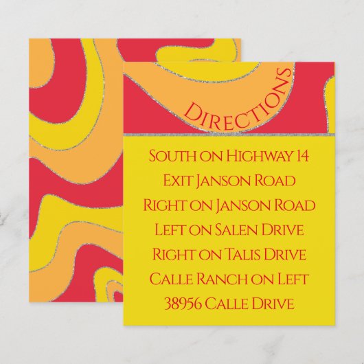 BM Bar Bat Mitzvah Direction Card Wavy Line (Vorne/Hinten)