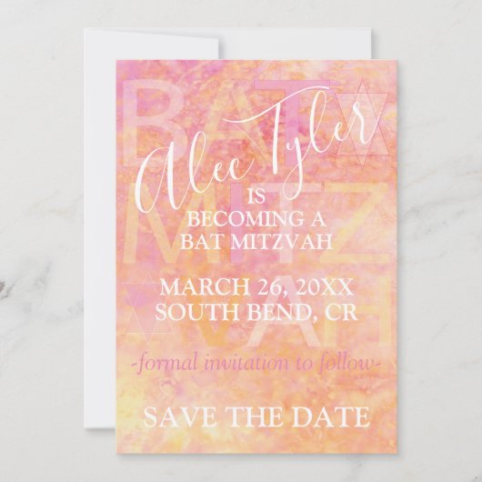 BM Bar Bat Mitzvah einfach subtil Save the Date (Vorderseite)