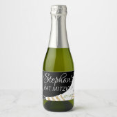 BM Bar Bat Mitzvah Elegant Tallit Mini Schaumweinetikett (Vorderseite)