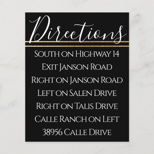 BM Bar Bat Mitzvah Elegante Gold Richtungskarte (Vorderseite)