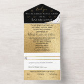 BM Bar Bat Mitzvah Elegantes Gold All In One Einladung (Innen Boden)