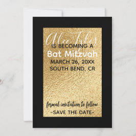 BM Bar Bat Mitzvah Elegantes Gold Save The Date
