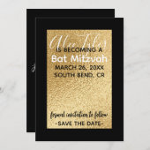 BM Bar Bat Mitzvah Elegantes Gold Save The Date (Vorne/Hinten)