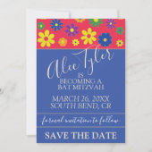 BM Bar Bat Mitzvah Flower Save the Date (Vorderseite)