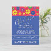 BM Bar Bat Mitzvah Flower Save the Date (Stehend Vorderseite)