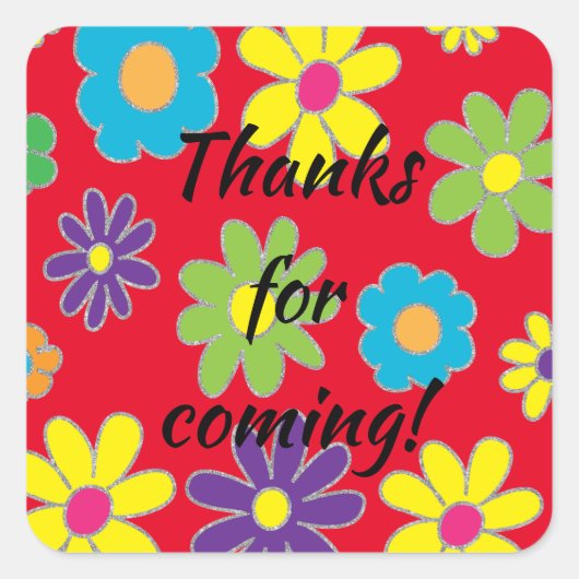 BM Bar Bat Mitzvah Flower Square Sticker (Vorderseite)