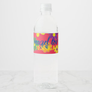 BM Bar Bat Mitzvah Flower Wasserflaschenetikett
