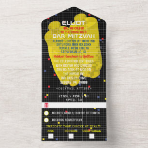 BM Bar Bat Mitzvah Game On All In One Einladung