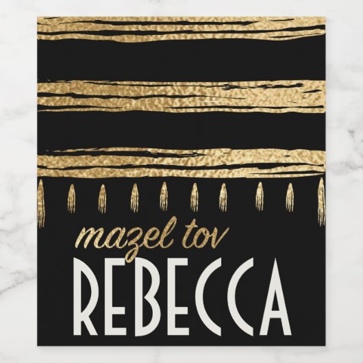 BM Bar Bat Mitzvah Gold Mazel Tov Weinetikett (Einzelnes Label)
